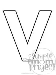 Printable upper case letter V template for letter V crafts for kindergarten, toddler, preschool, homeschool, alphabet crafts 1