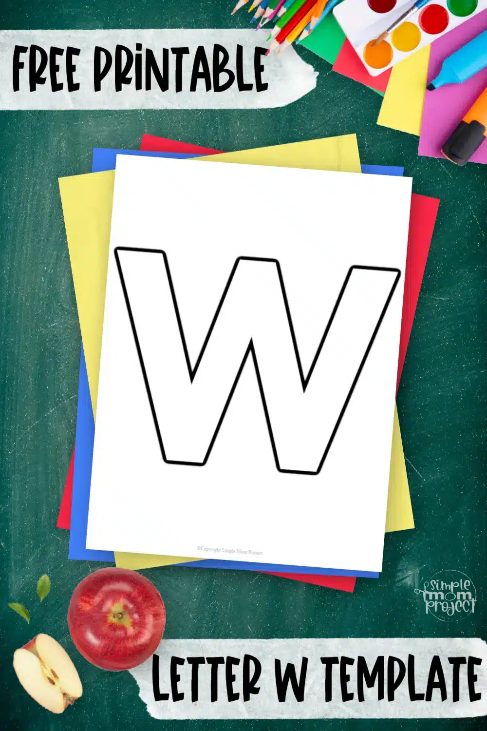 Printable upper case letter W template for letter W crafts for kindergarten, toddler, preschool, homeschool, alphabet crafts 3