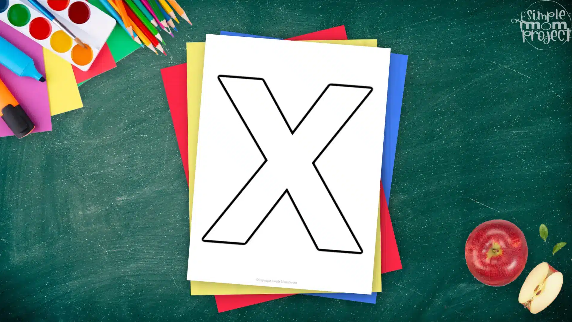 Printable upper case letter X template for letter X crafts for kindergarten, toddler, preschool, homeschool, alphabet crafts 2