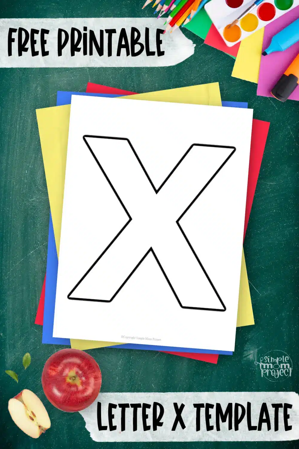 Printable upper case letter X template for letter X crafts for kindergarten, toddler, preschool, homeschool, alphabet crafts 3