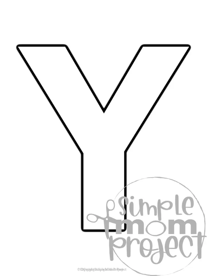 Printable upper case letter Y template for letter Y crafts for kindergarten, toddler, preschool, homeschool, alphabet crafts 1