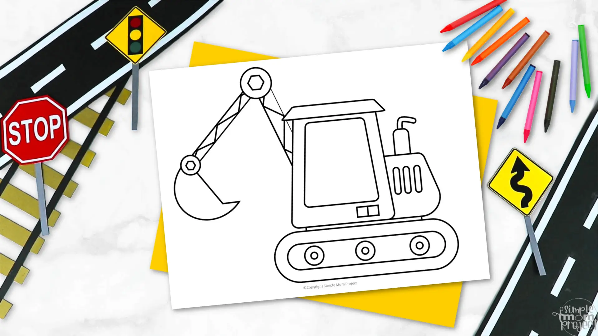 Printable Excavator Template for Kids Community Helper Crafts Vehicle Crafts Transportation Crafts Elementary, Kindergarten, Preschool 2