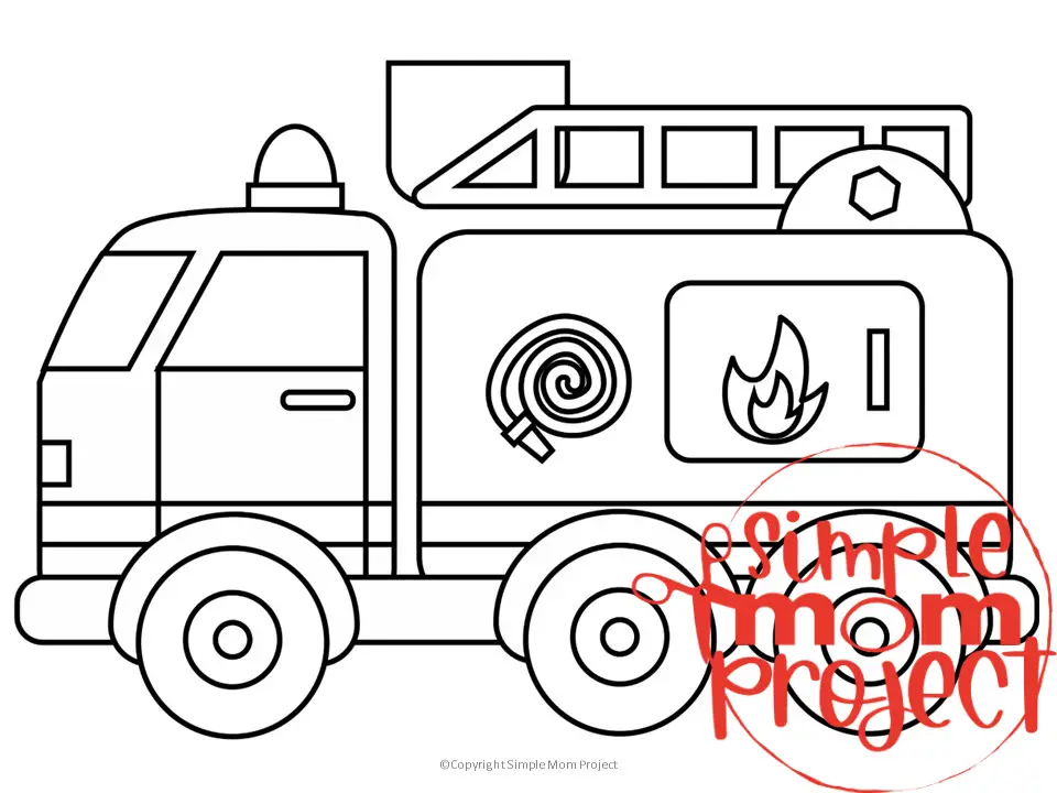 Printable Fire Truck Template for Kids Community Helper Crafts Vehicle Crafts Transportation Crafts Elementary, Kindergarten, Preschool 1
