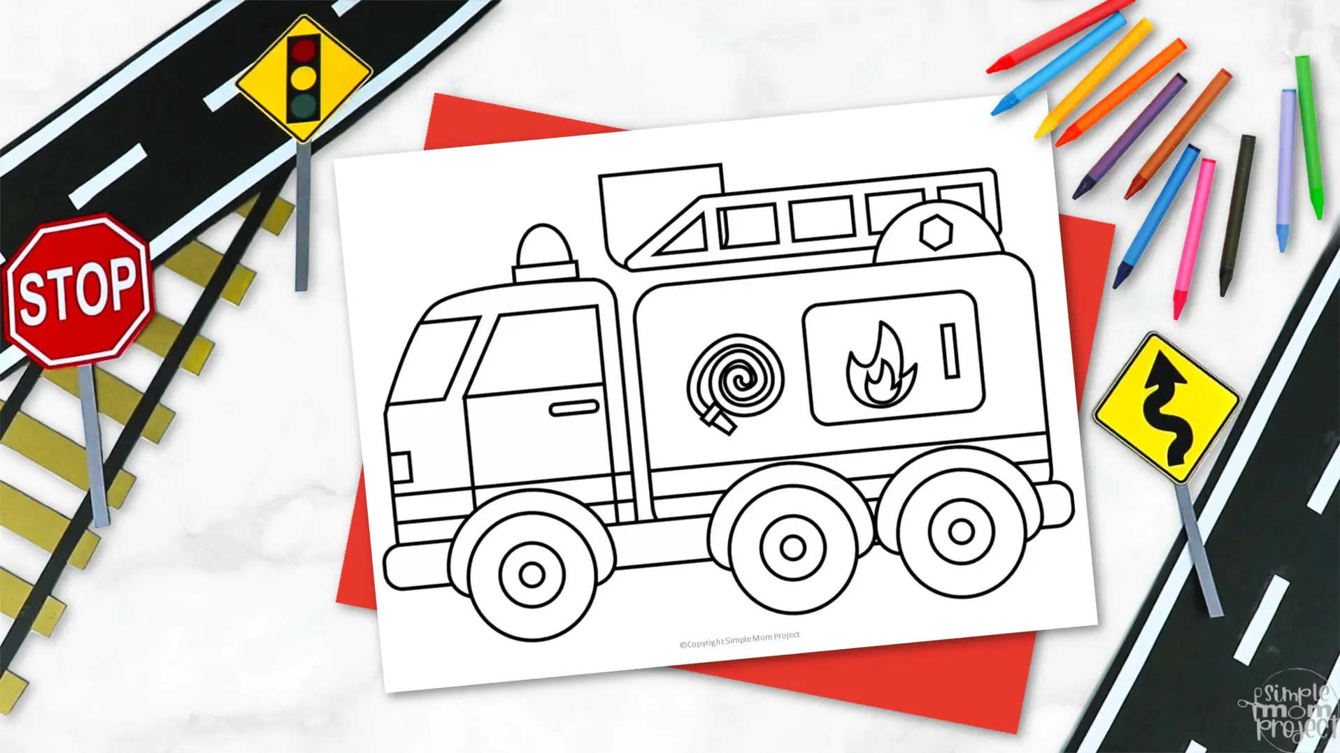 Printable Fire Truck Template for Kids Community Helper Crafts Vehicle Crafts Transportation Crafts Elementary, Kindergarten, Preschool 2