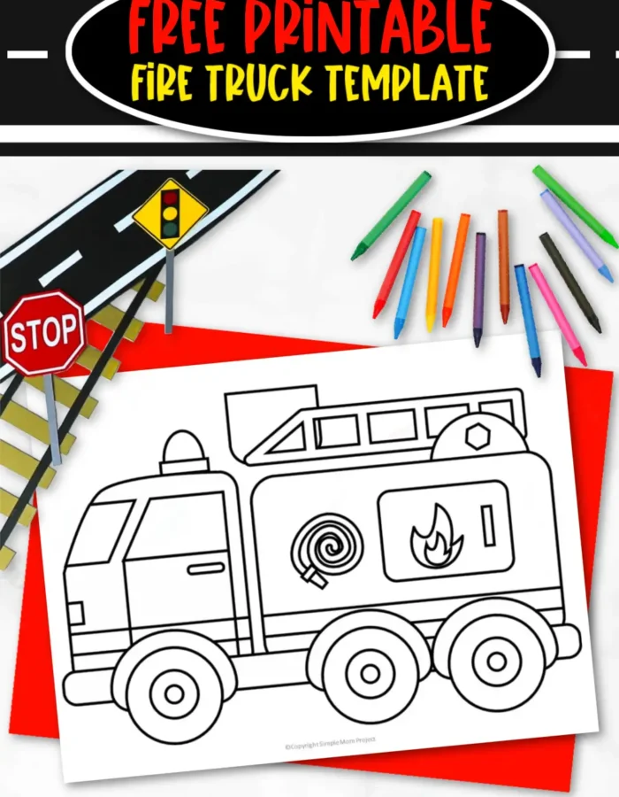 Are you looking for an easy printable template for your kids? This black and white printable fire truck template is suitable for kids of all ages, from toddler to preschool and kindergarten, through elementary. Include this cute fire truck papercraft template in your home decorations, crafts and learning activities. Be sure to download your fire truck template today!