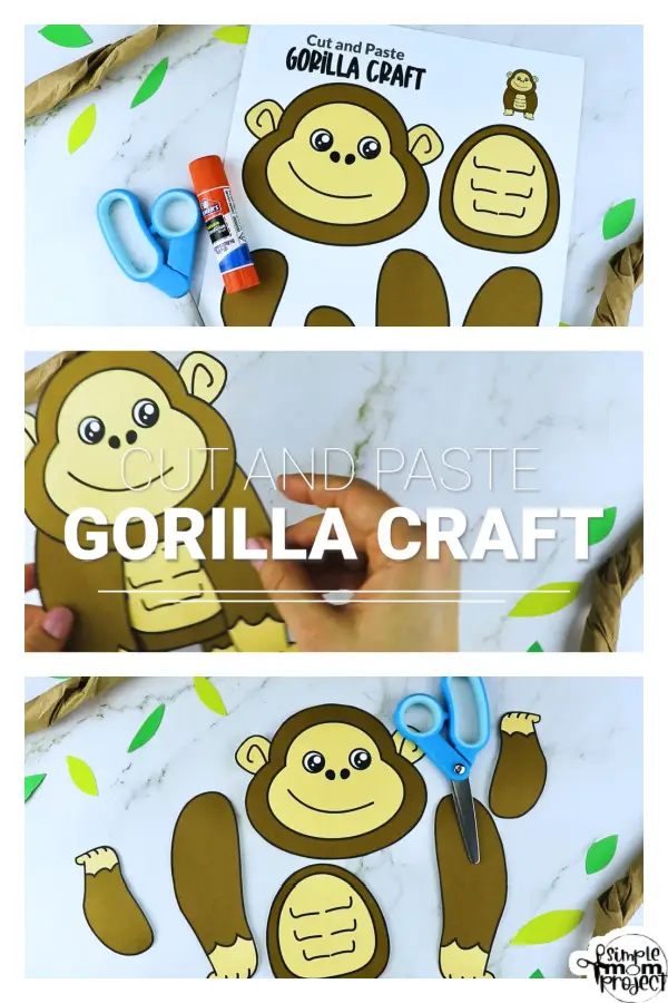Printable Gorilla Craft Template for Kids Preschool Toddler elementary nursing home