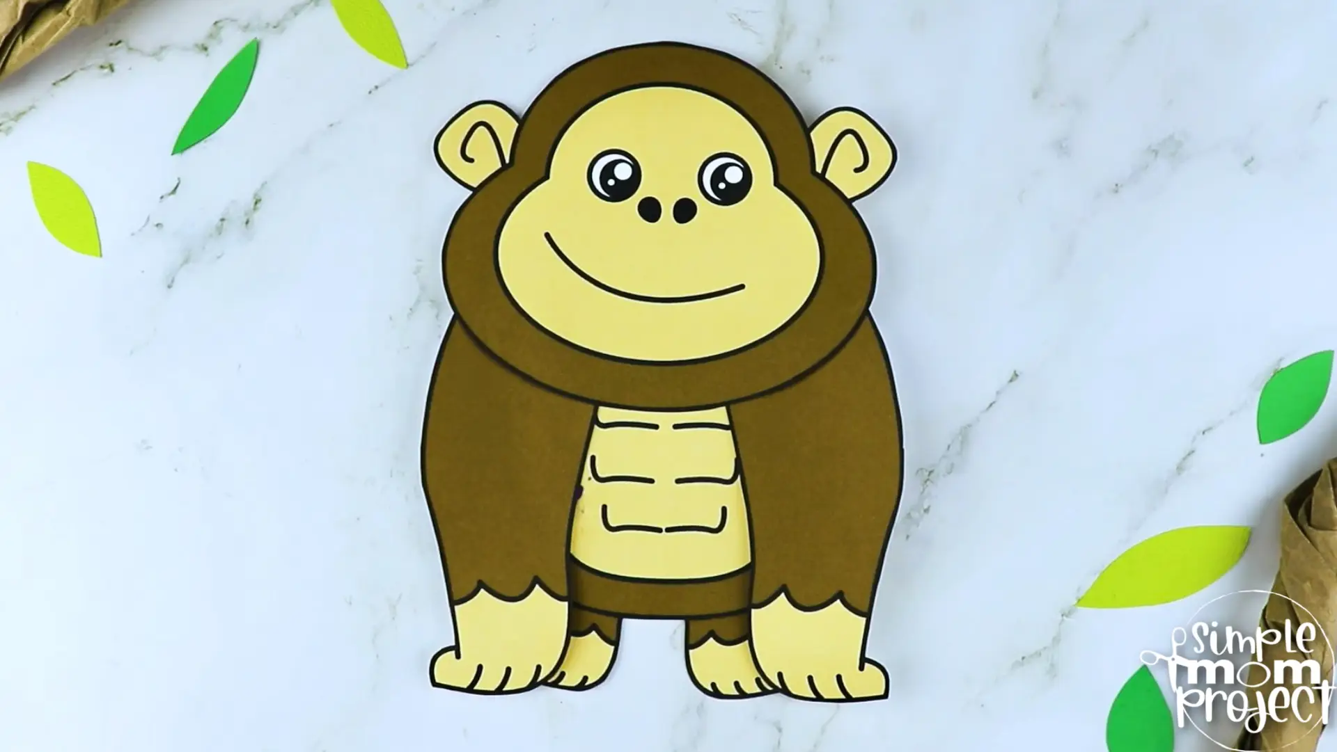 Printable Gorilla Craft Template for Kids Preschool Toddler elementary nursing home