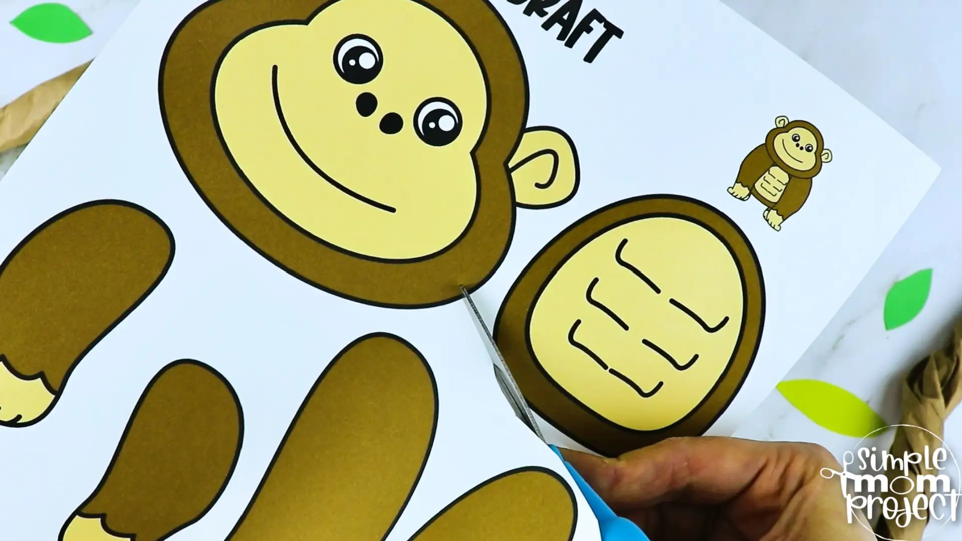 Printable Gorilla Craft Template for Kids Preschool Toddler elementary nursing home