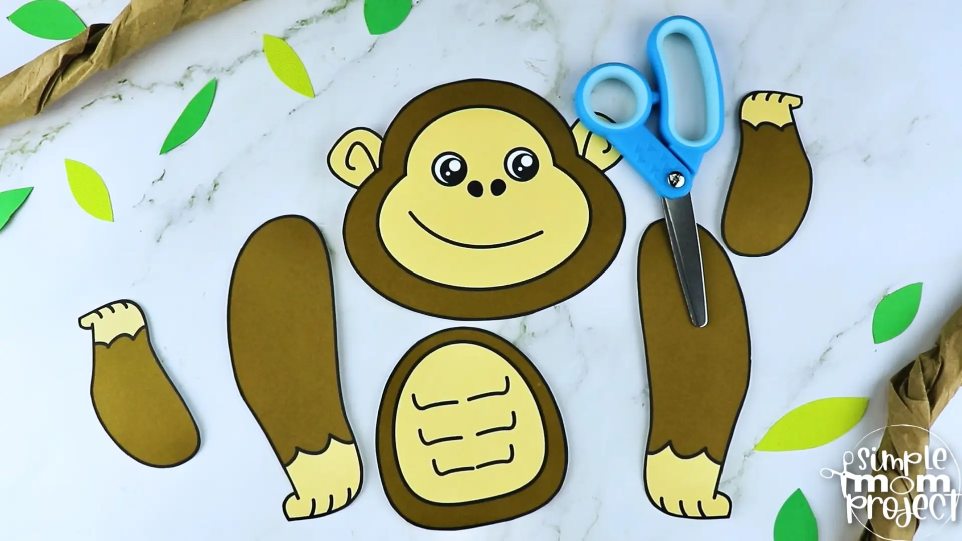 Printable Gorilla Craft Template for Kids Preschool Toddler elementary nursing home