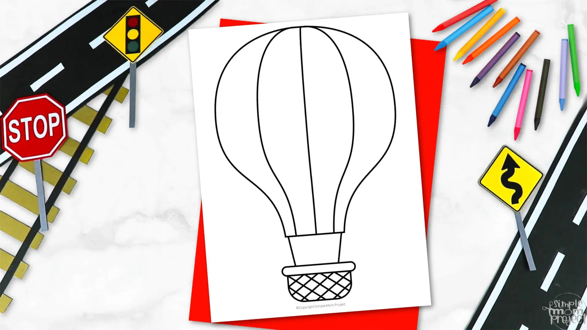 Printable Hot Air Balloon Template for Kids Community Helper Crafts Vehicle Crafts Transportation Crafts Elementary, Kindergarten, Preschool 3