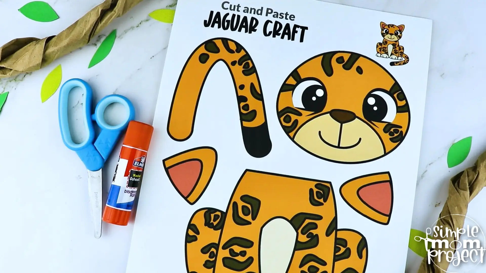 Printable Jaguar Craft Template for Kids Preschool Toddler elementary nursing home