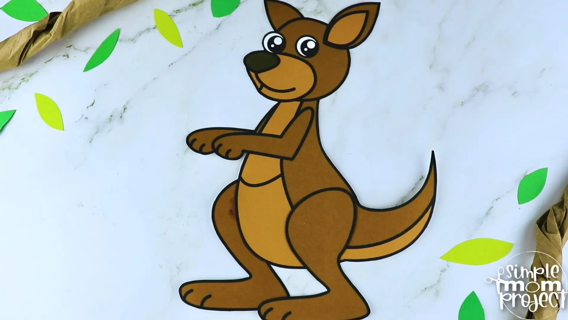 Printable Kangaroo Craft Template for Kids Preschool Toddler elementary nursing home