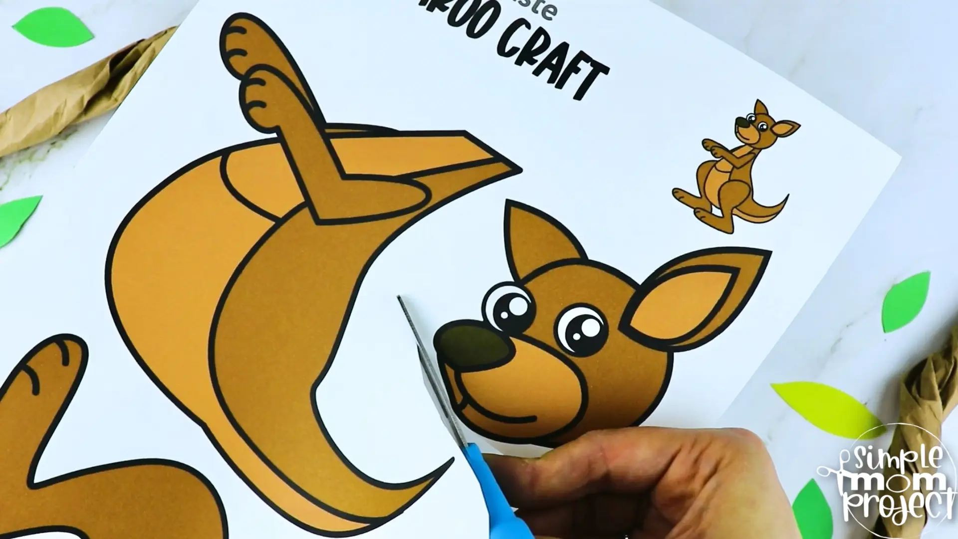 Printable Kangaroo Craft Template for Kids Preschool Toddler elementary nursing home