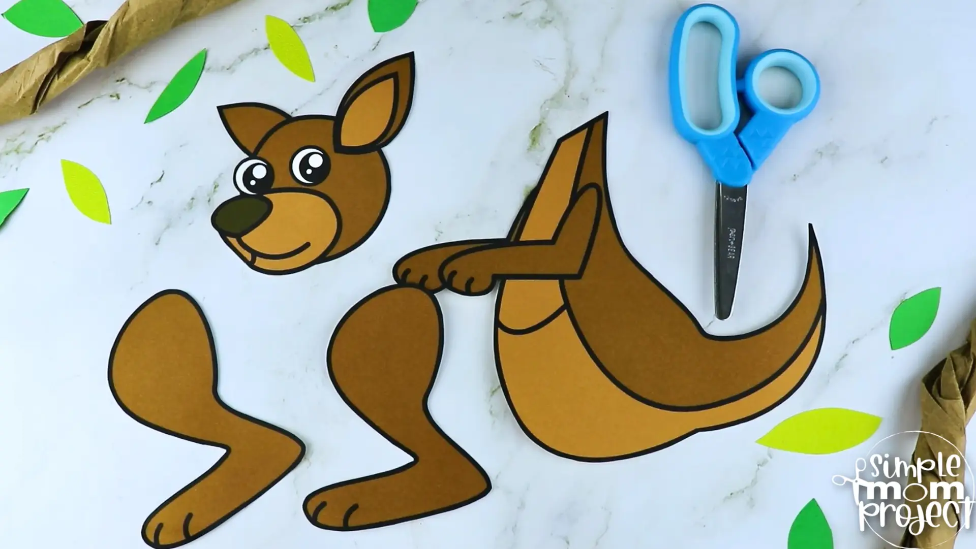 Printable Kangaroo Craft Template for Kids Preschool Toddler elementary nursing home