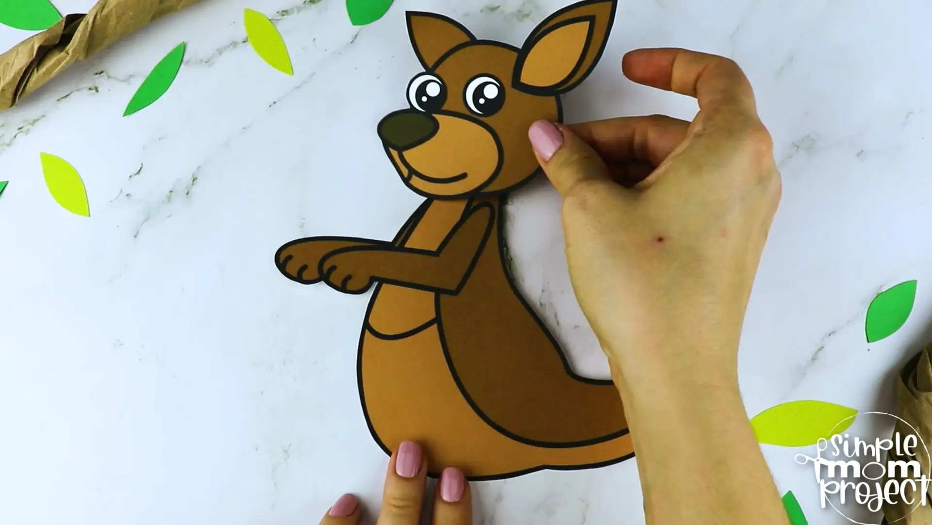 Printable Kangaroo Craft Template for Kids Preschool Toddler elementary nursing home