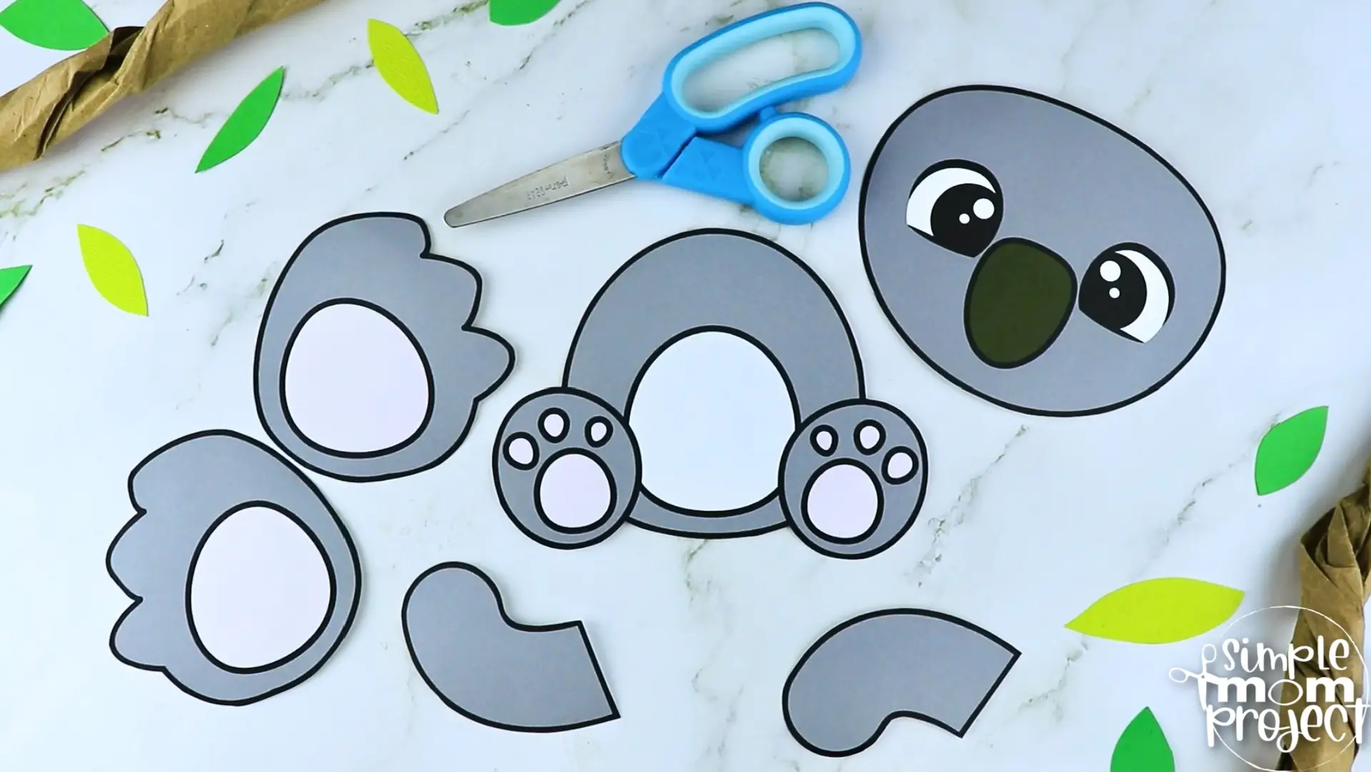Printable Koala Craft Template for Kids Preschool Toddler elementary nursing home