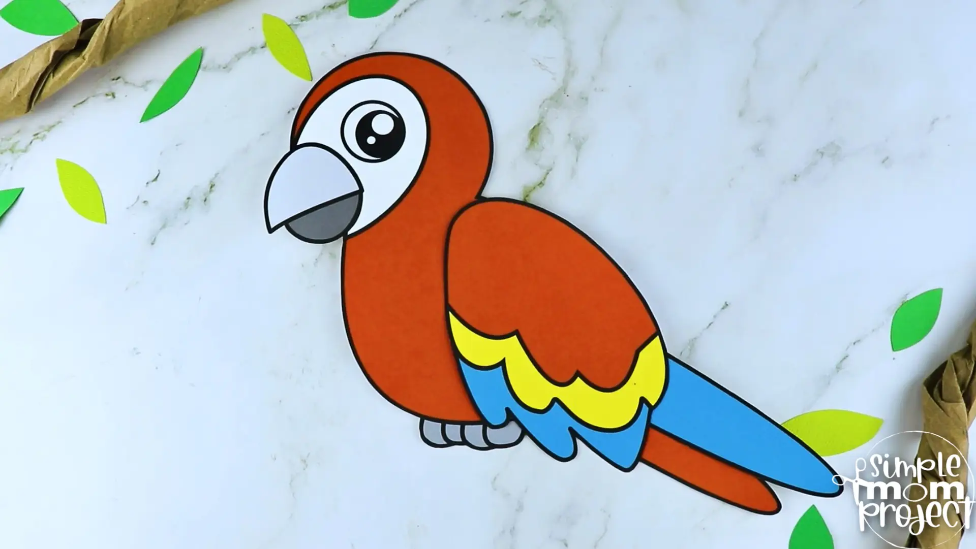 Printable Macaw Parrot Craft Template for Kids Preschool Toddler elementary nursing home