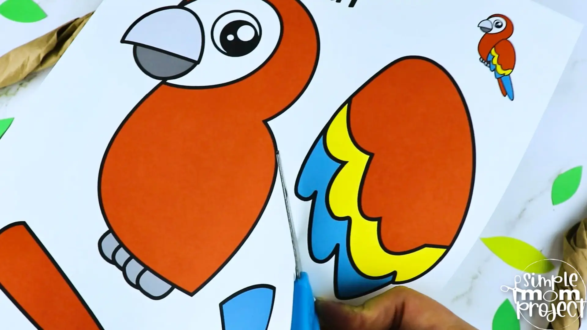 Printable Macaw Parrot Craft Template for Kids Preschool Toddler elementary nursing home