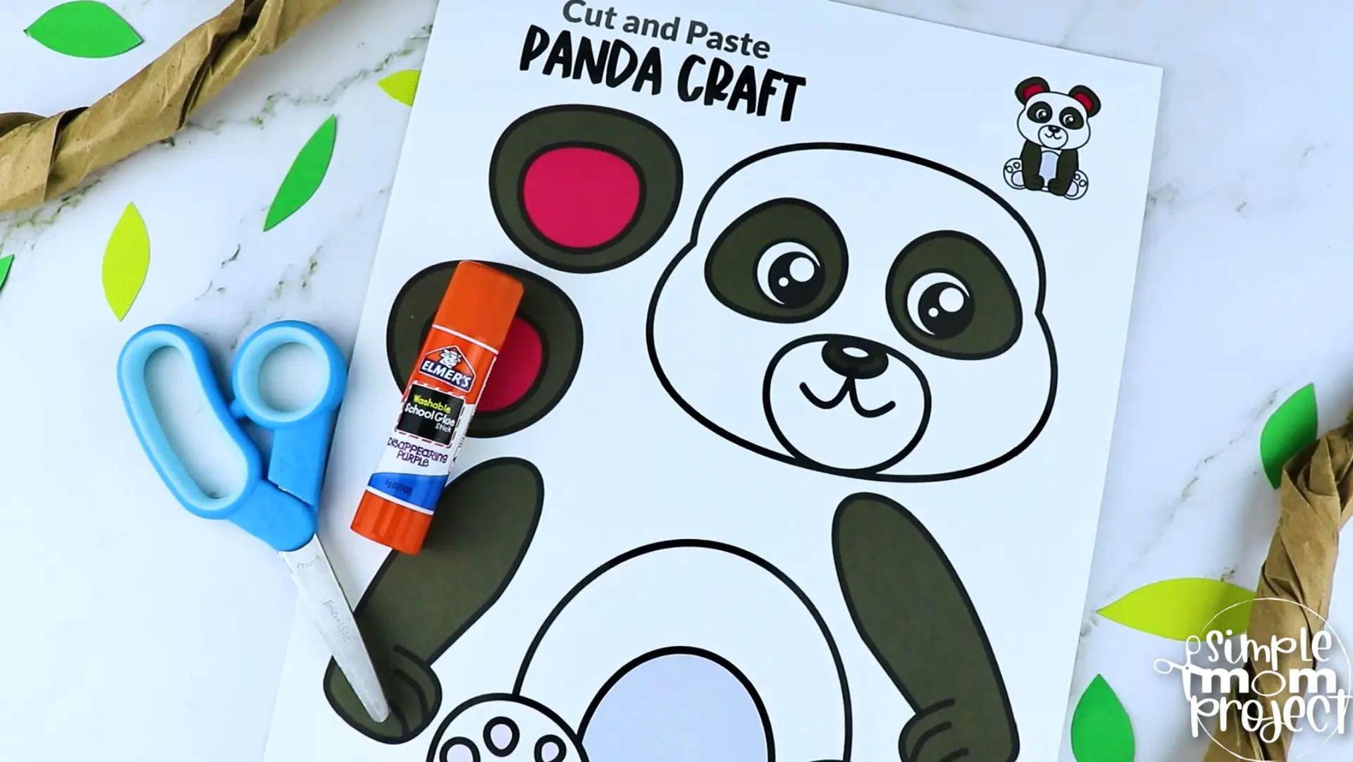 Printable Panda Bear Craft Template for Kids Preschool Toddler elementary nursing home
