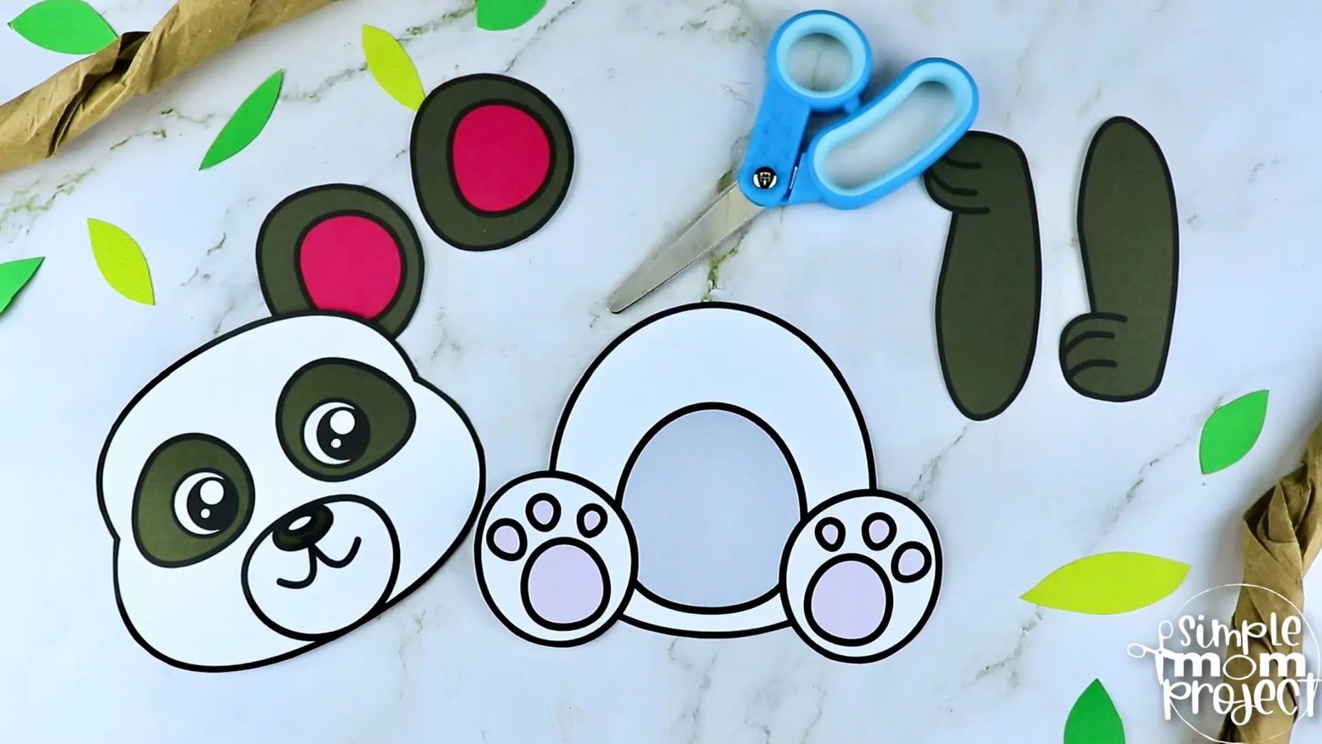 Printable Panda Bear Craft Template for Kids Preschool Toddler elementary nursing home