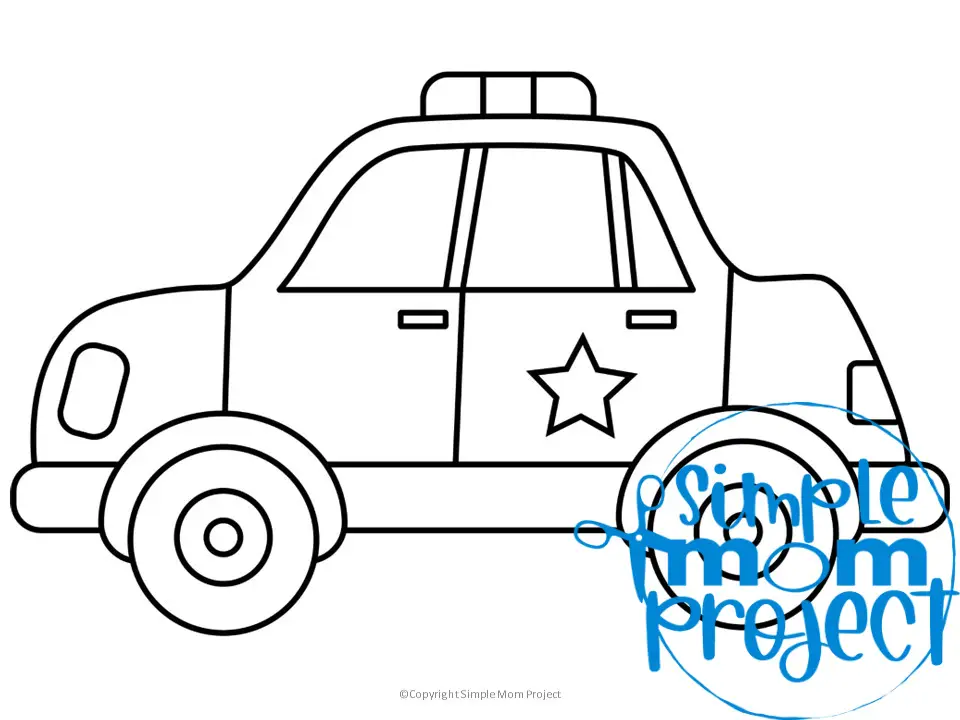 Printable Police Car Template for Kids Community Helper Crafts Vehicle Crafts Transportation Crafts Elementary, Kindergarten, Preschool 1