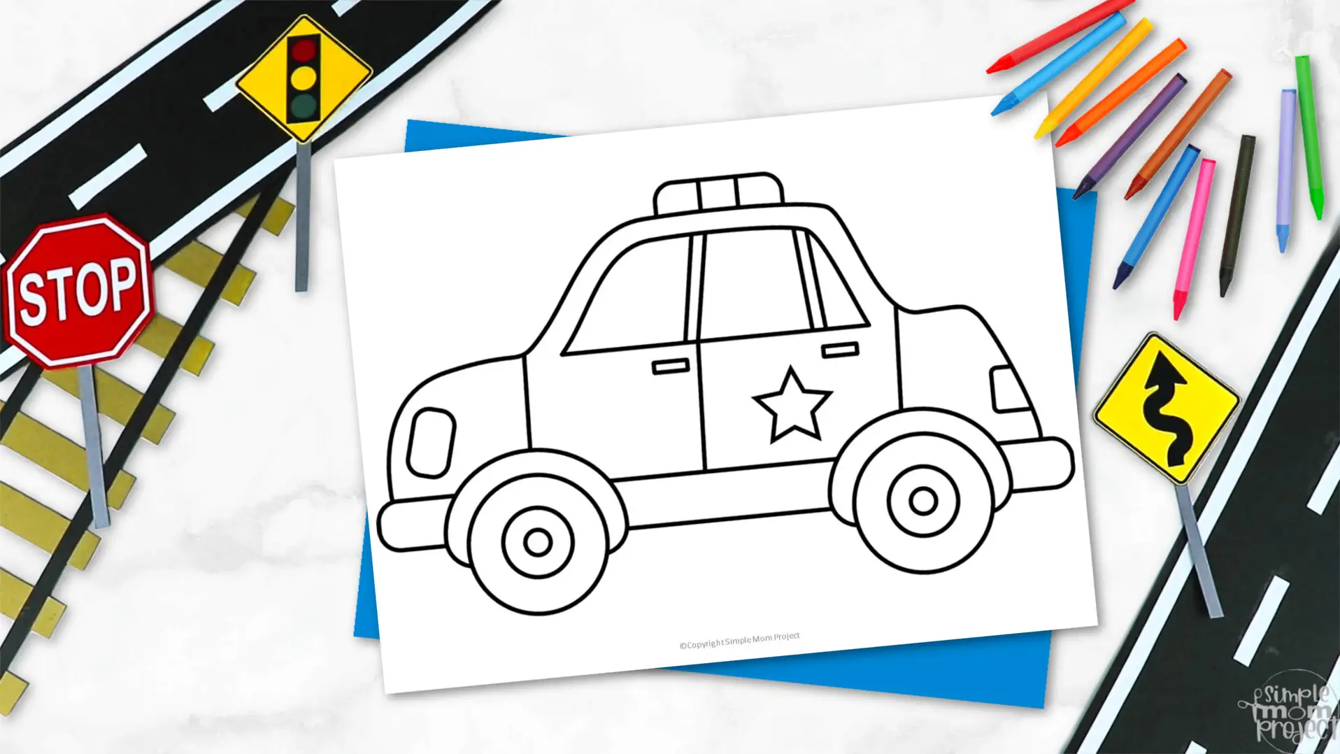 Printable Police Car Template for Kids Community Helper Crafts Vehicle Crafts Transportation Crafts Elementary, Kindergarten, Preschool 2