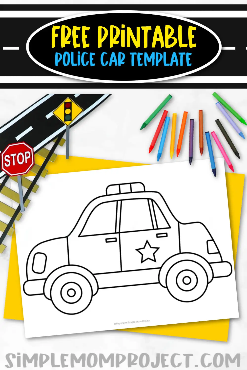 Printable Police Car Template for Kids Community Helper Crafts Vehicle Crafts Transportation Crafts Elementary, Kindergarten, Preschool 3