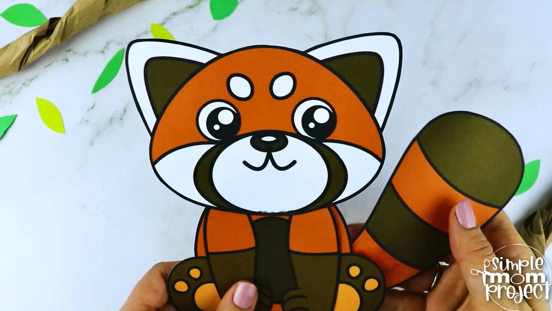 Printable Red Panda Bear Craft Template for Kids Preschool Toddler elementary nursing home