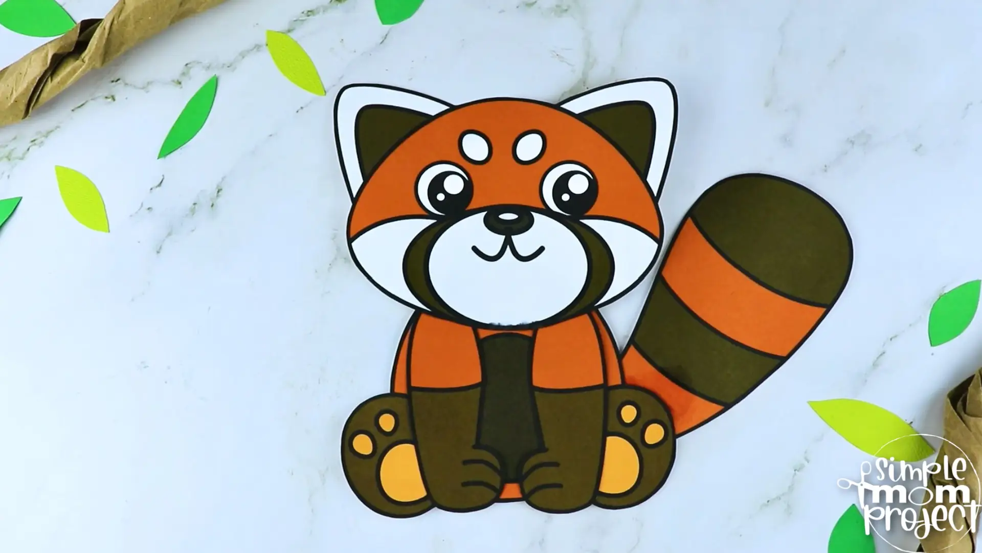 Printable Red Panda Bear Craft Template for Kids Preschool Toddler elementary nursing home