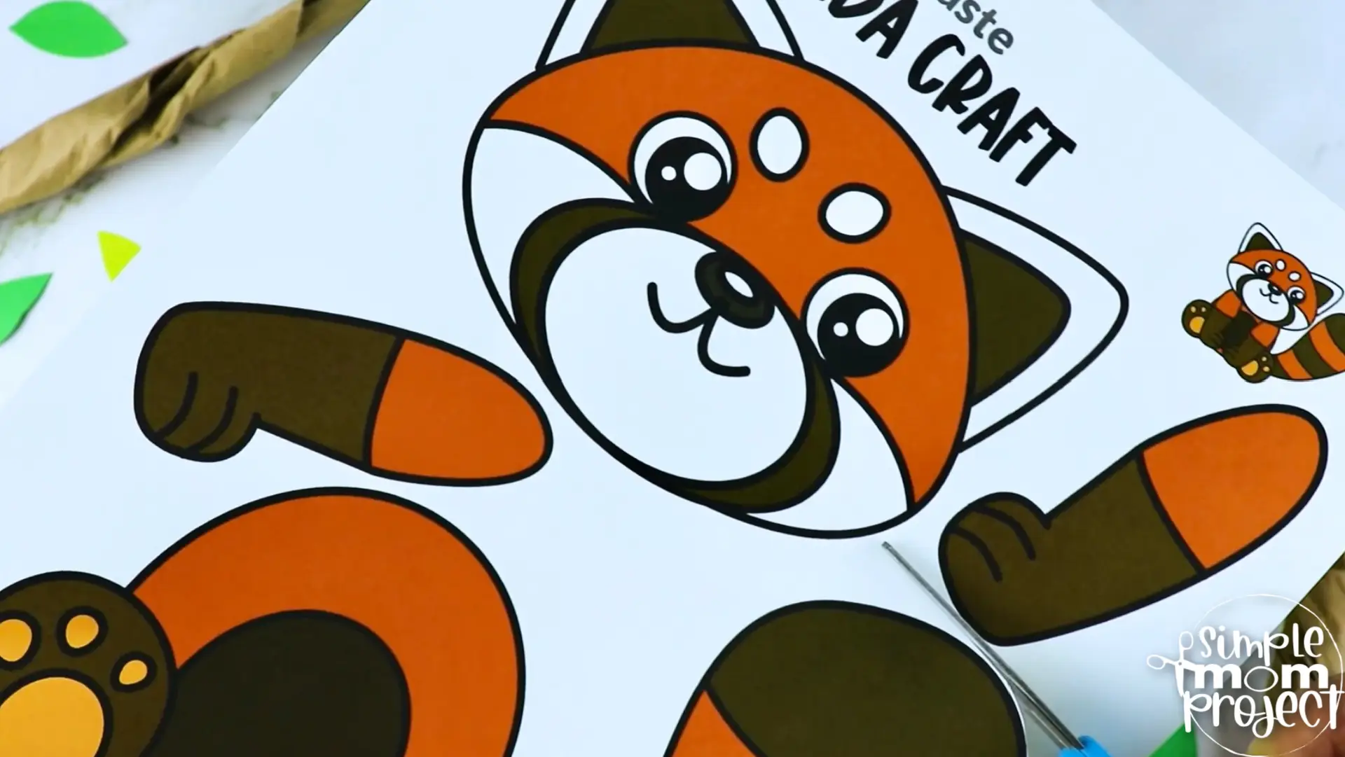 Printable Red Panda Bear Craft Template for Kids Preschool Toddler elementary nursing home