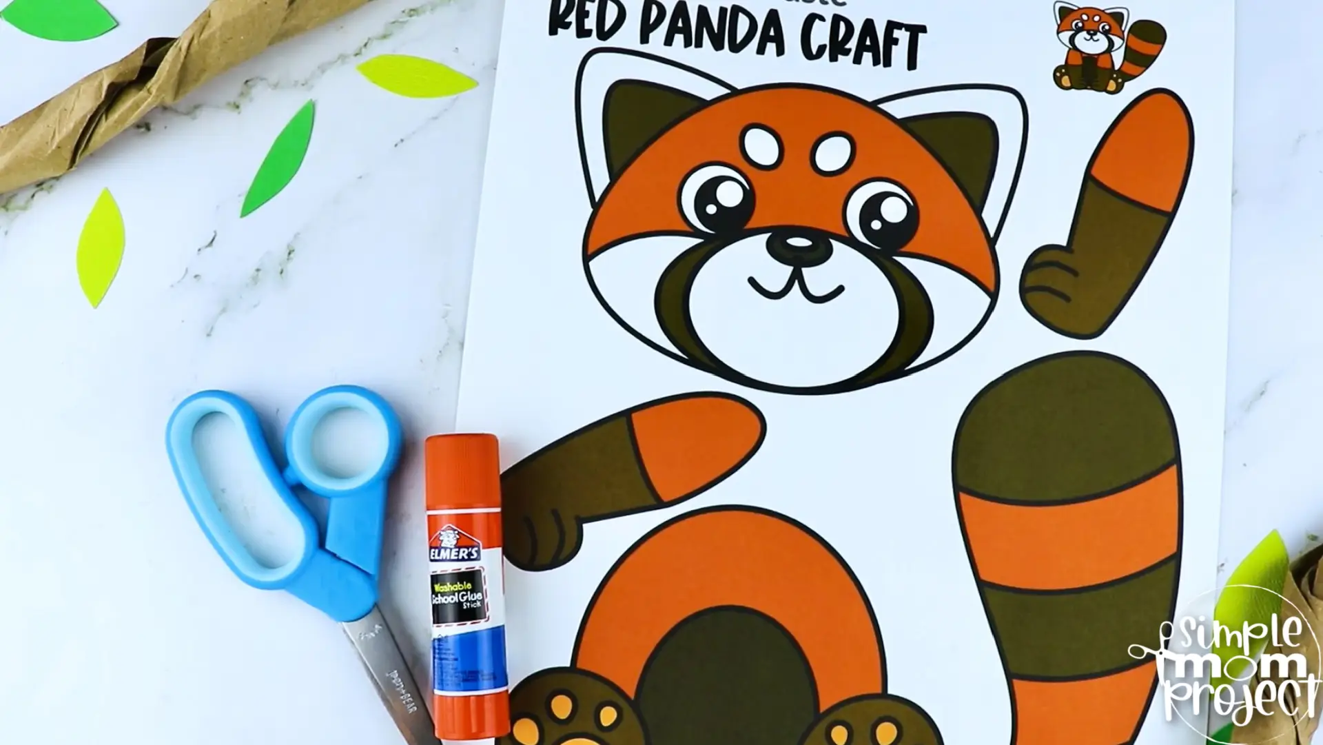 Printable Red Panda Bear Craft Template for Kids Preschool Toddler elementary nursing home