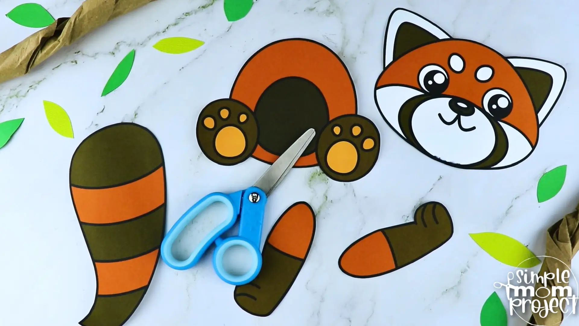 Printable Red Panda Bear Craft Template for Kids Preschool Toddler elementary nursing home