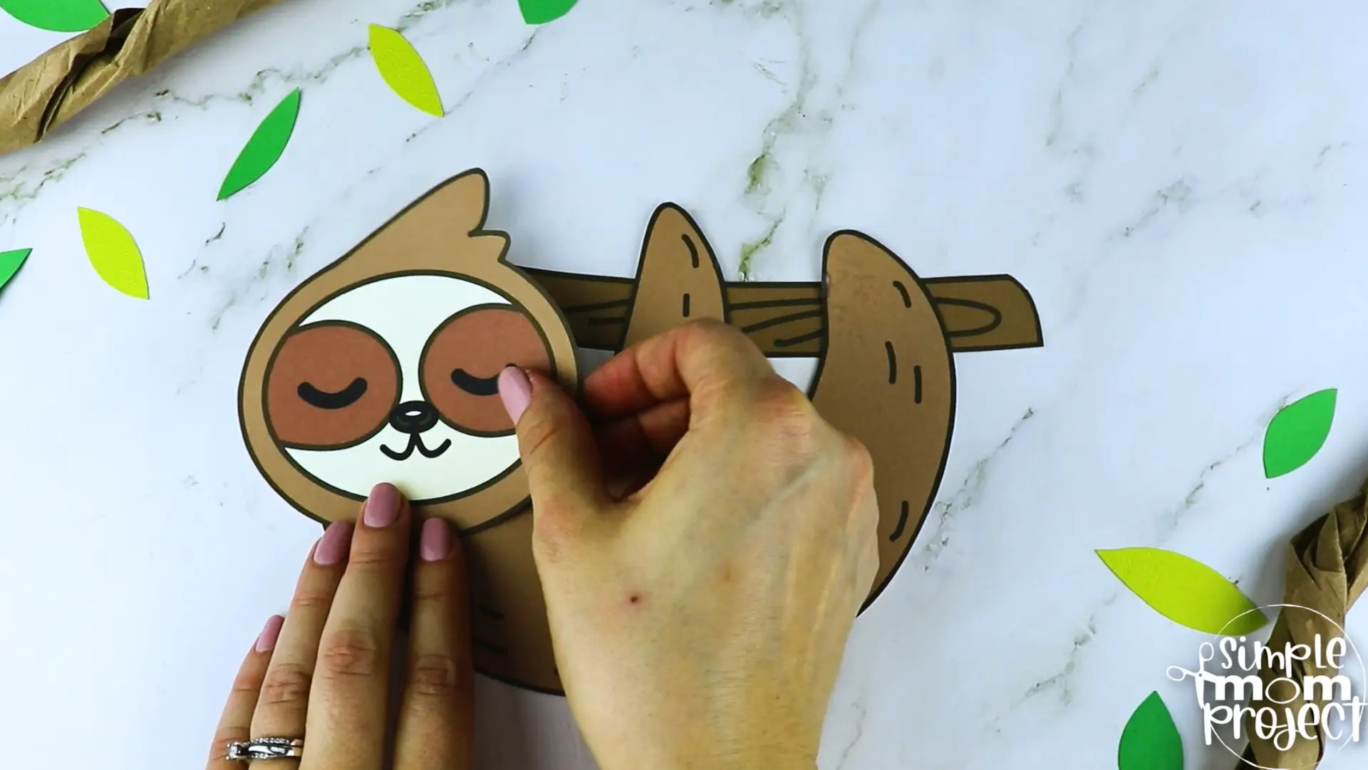 Printable Sloth Craft Template for Kids Preschool Toddler elementary nursing home