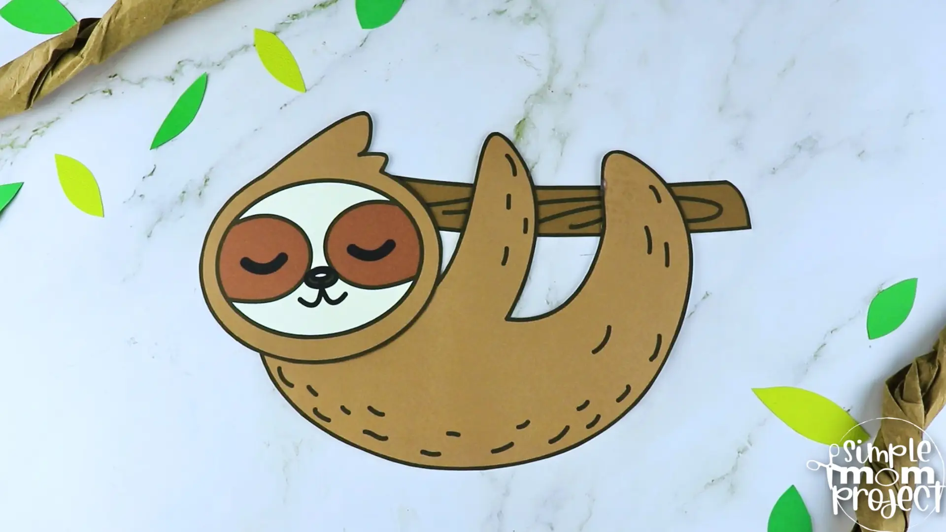 Printable Sloth Craft Template for Kids Preschool Toddler elementary nursing home