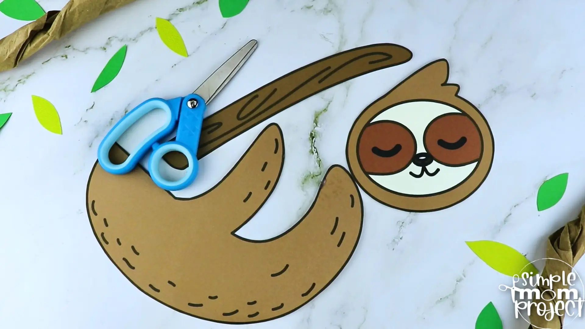 Printable Sloth Craft Template for Kids Preschool Toddler elementary nursing home