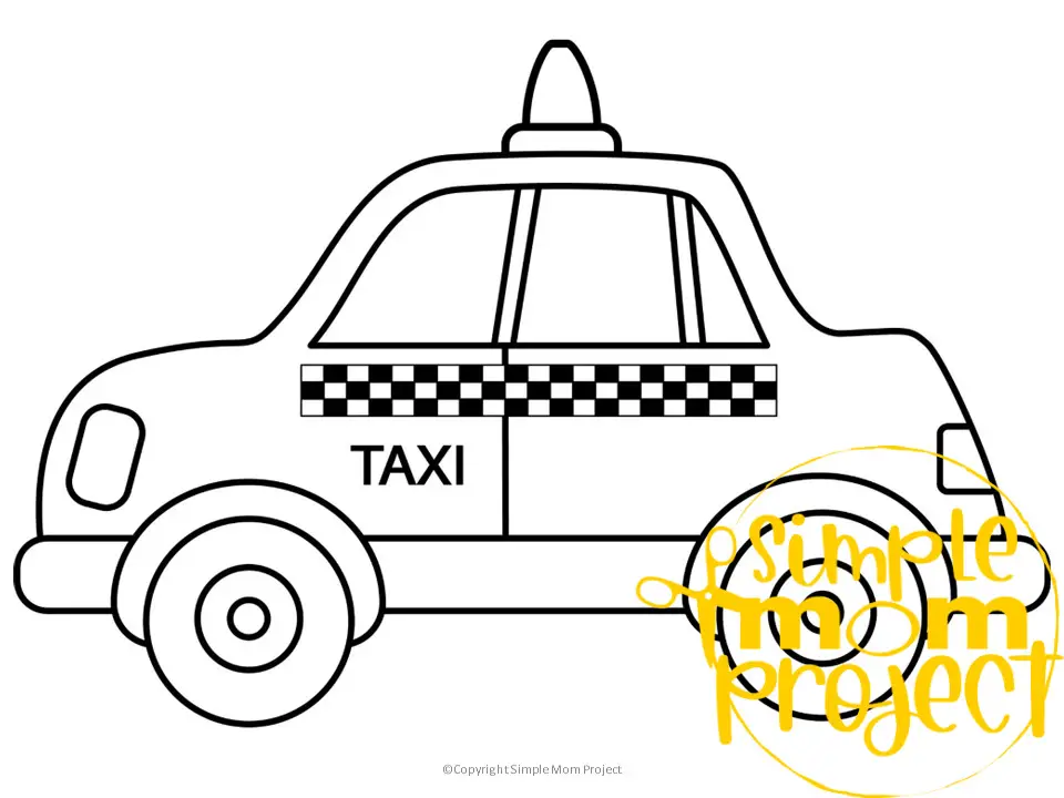Printable Taxi Template for Kids Community Helper Crafts Vehicle Crafts Transportation Crafts Elementary, Kindergarten, Preschool 1