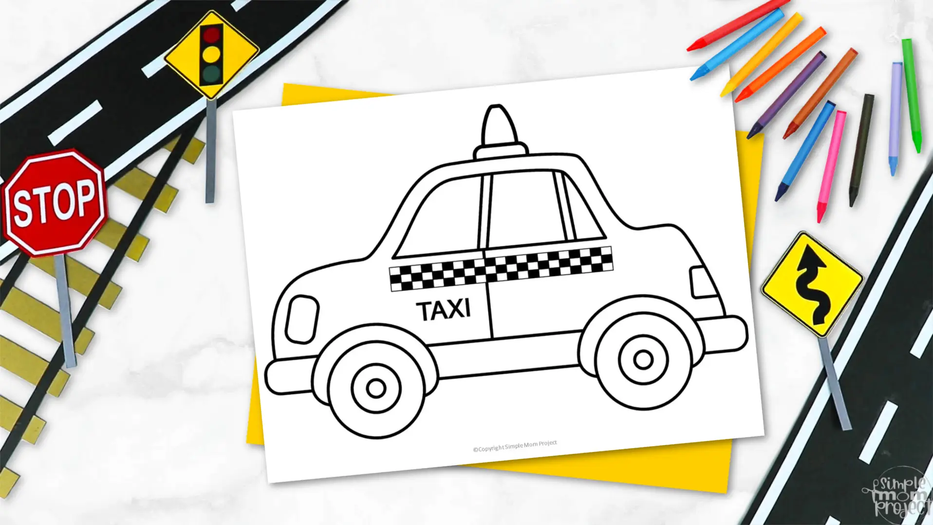 Printable Taxi Template for Kids Community Helper Crafts Vehicle Crafts Transportation Crafts Elementary, Kindergarten, Preschool 2