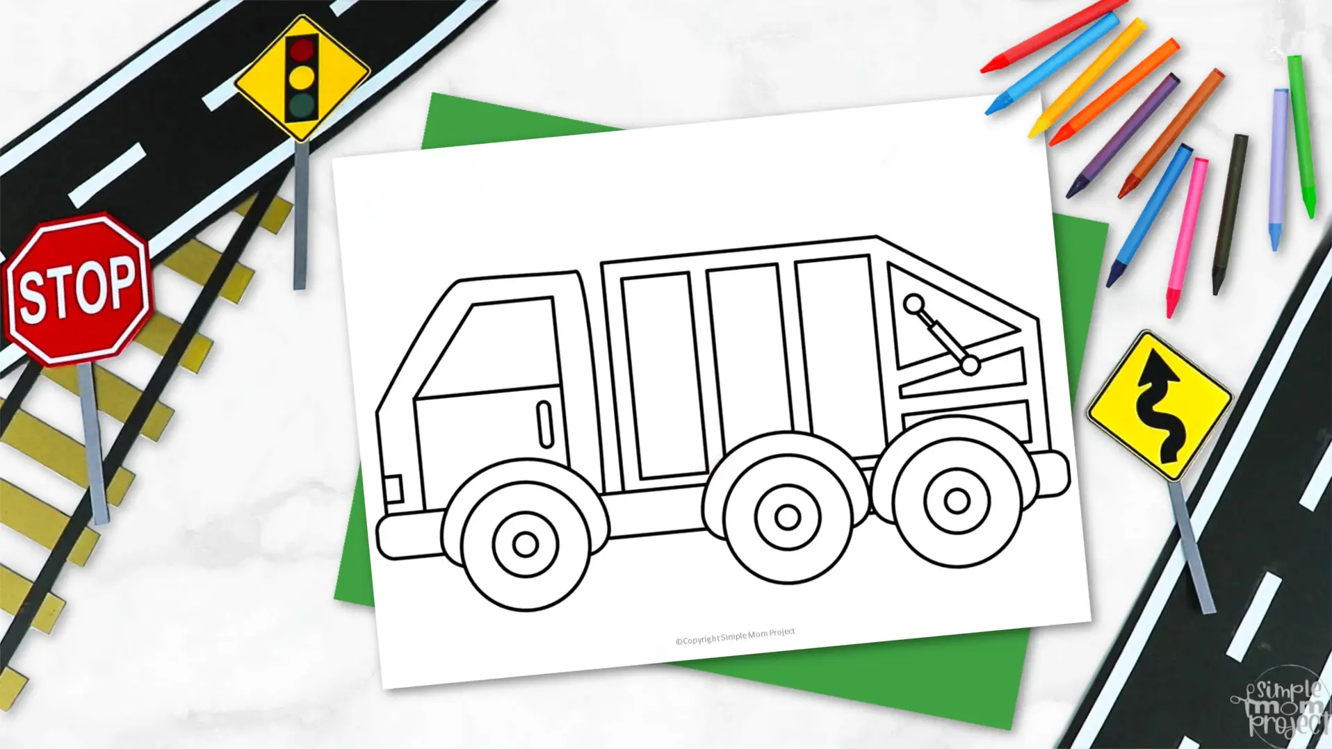 Printable Trash Truck Template for Kids Community Helper Crafts Vehicle Crafts Transportation Crafts Elementary, Kindergarten, Preschool 2