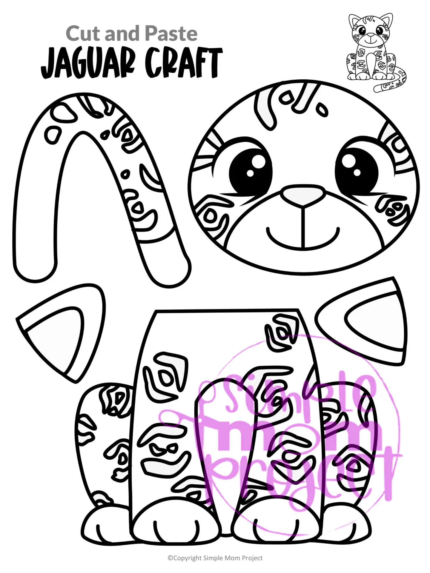 Printable Jaguar Craft Template for Toddlers, Preschoolers, Kindergarteners and Elementary Kids 1
