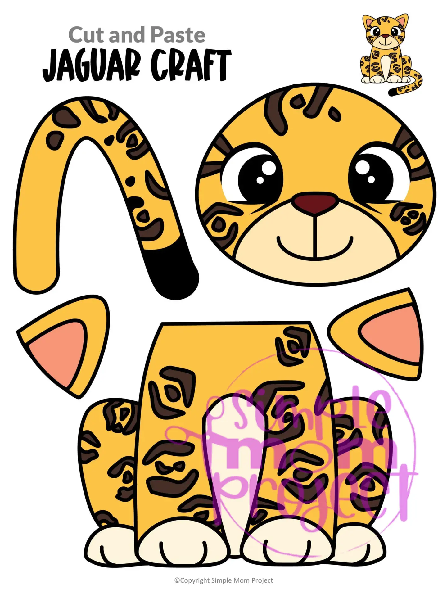 Printable Jaguar Craft Template for Toddlers, Preschoolers, Kindergarteners and Elementary Kids 2