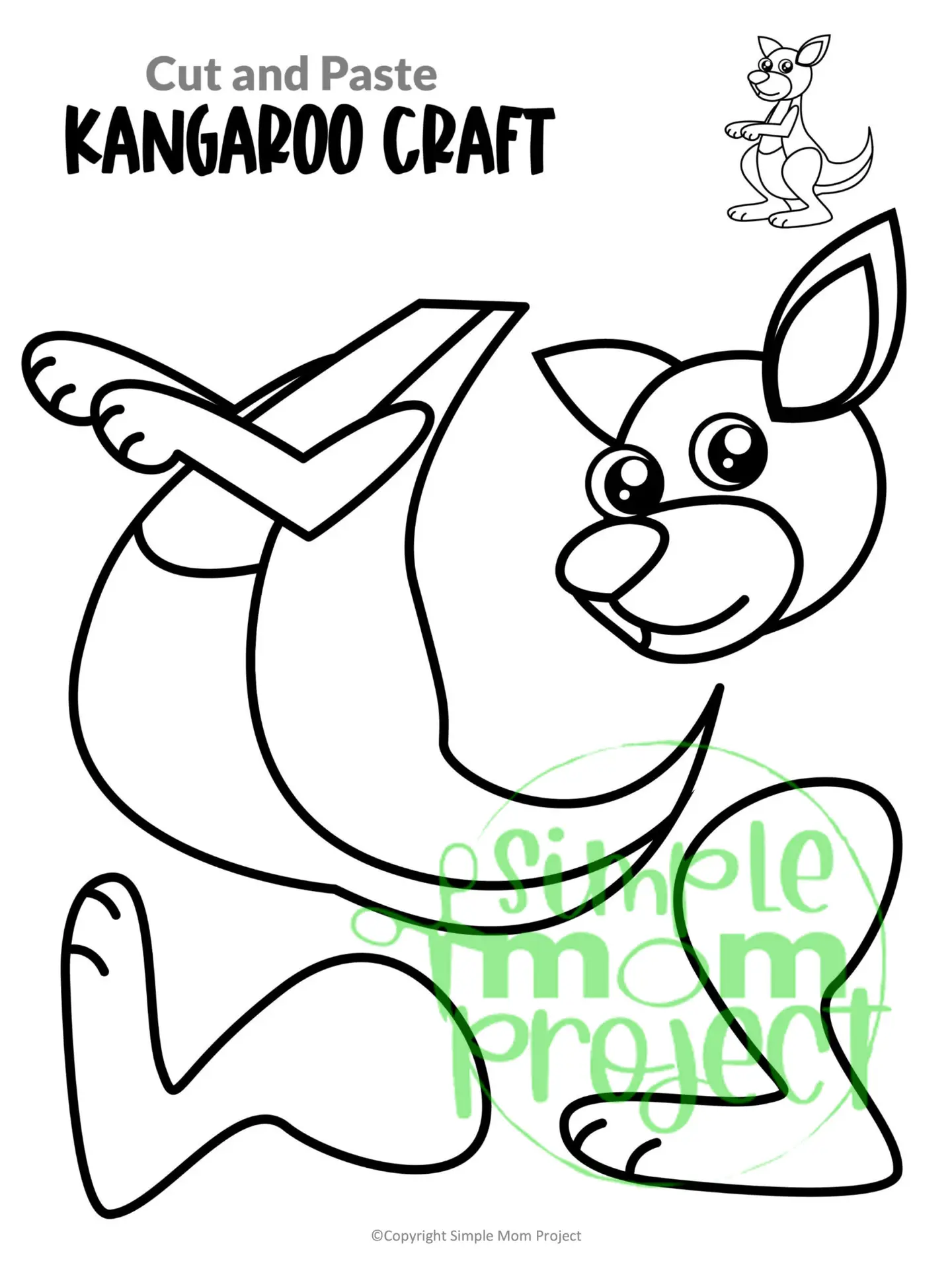 Printable Kangaroo Craft Template for Toddlers, Preschoolers, Kindergarteners and Elementary Kids 1