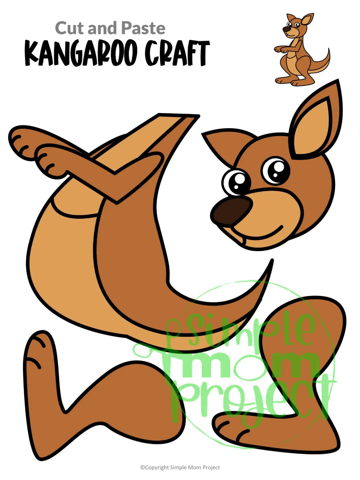Printable Kangaroo Craft Template for Toddlers, Preschoolers, Kindergarteners and Elementary Kids 2