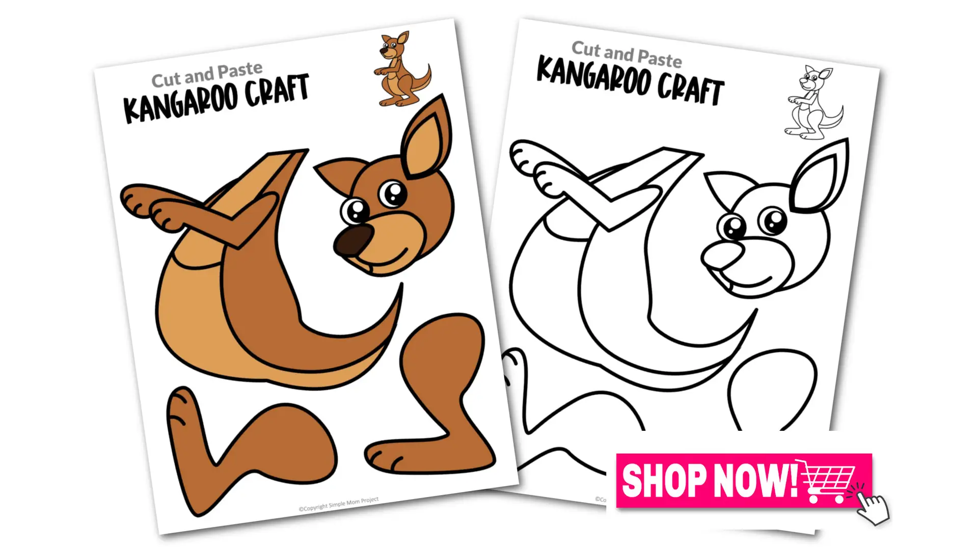 Printable Kangaroo Craft Template for Toddlers, Preschoolers, Kindergarteners and Elementary Kids