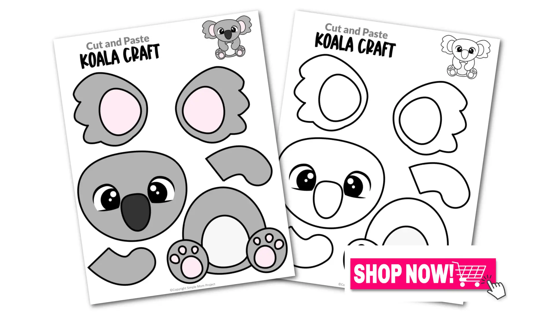 Printable Koala Craft Template for Toddlers, Preschoolers, Kindergarteners and Elementary Kids