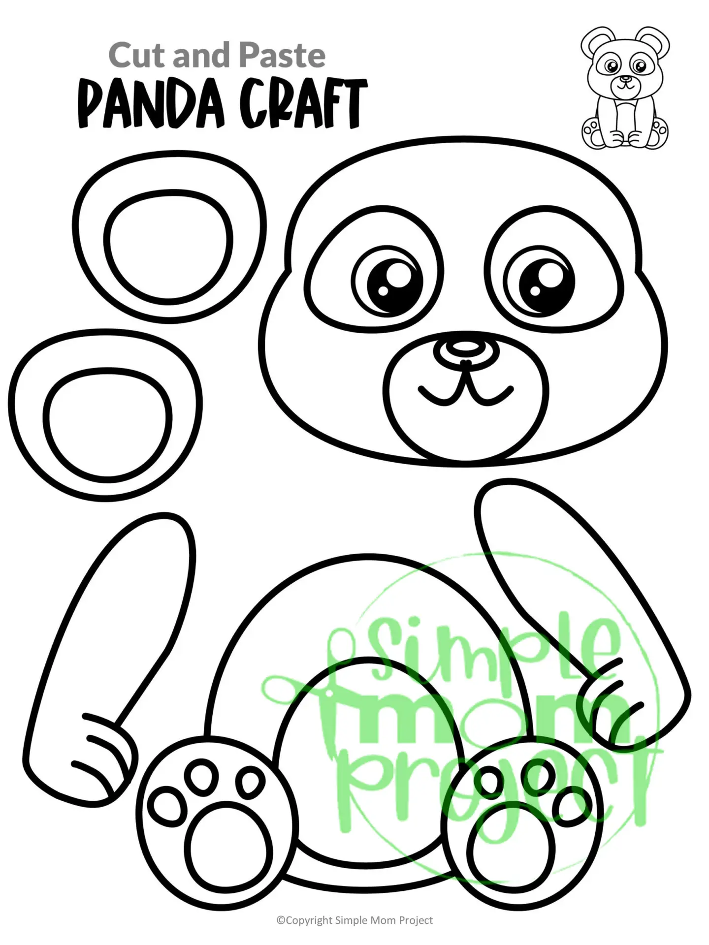 Printable Panda Craft Template for Toddlers, Preschoolers, Kindergarteners and Elementary Kids 1