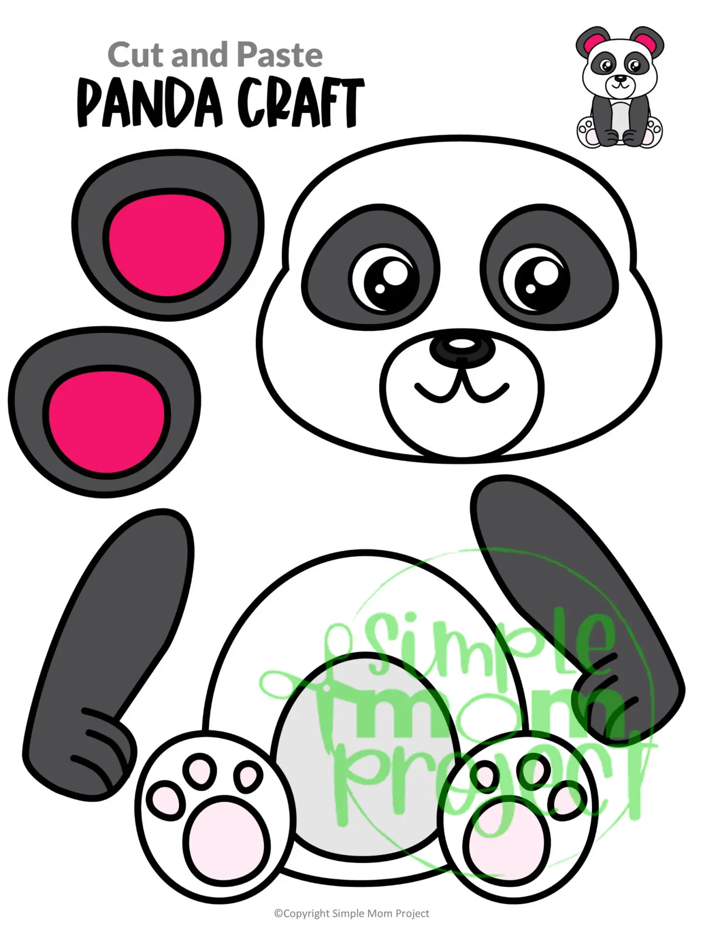 Printable Panda Craft Template for Toddlers, Preschoolers, Kindergarteners and Elementary Kids 2