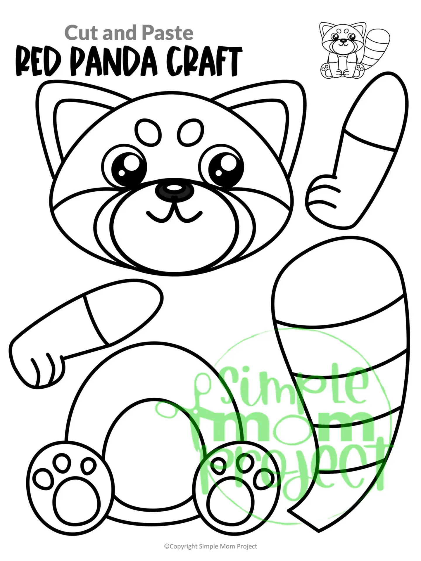 Printable Red Panda Craft Template for Toddlers, Preschoolers, Kindergarteners and Elementary Kids 1