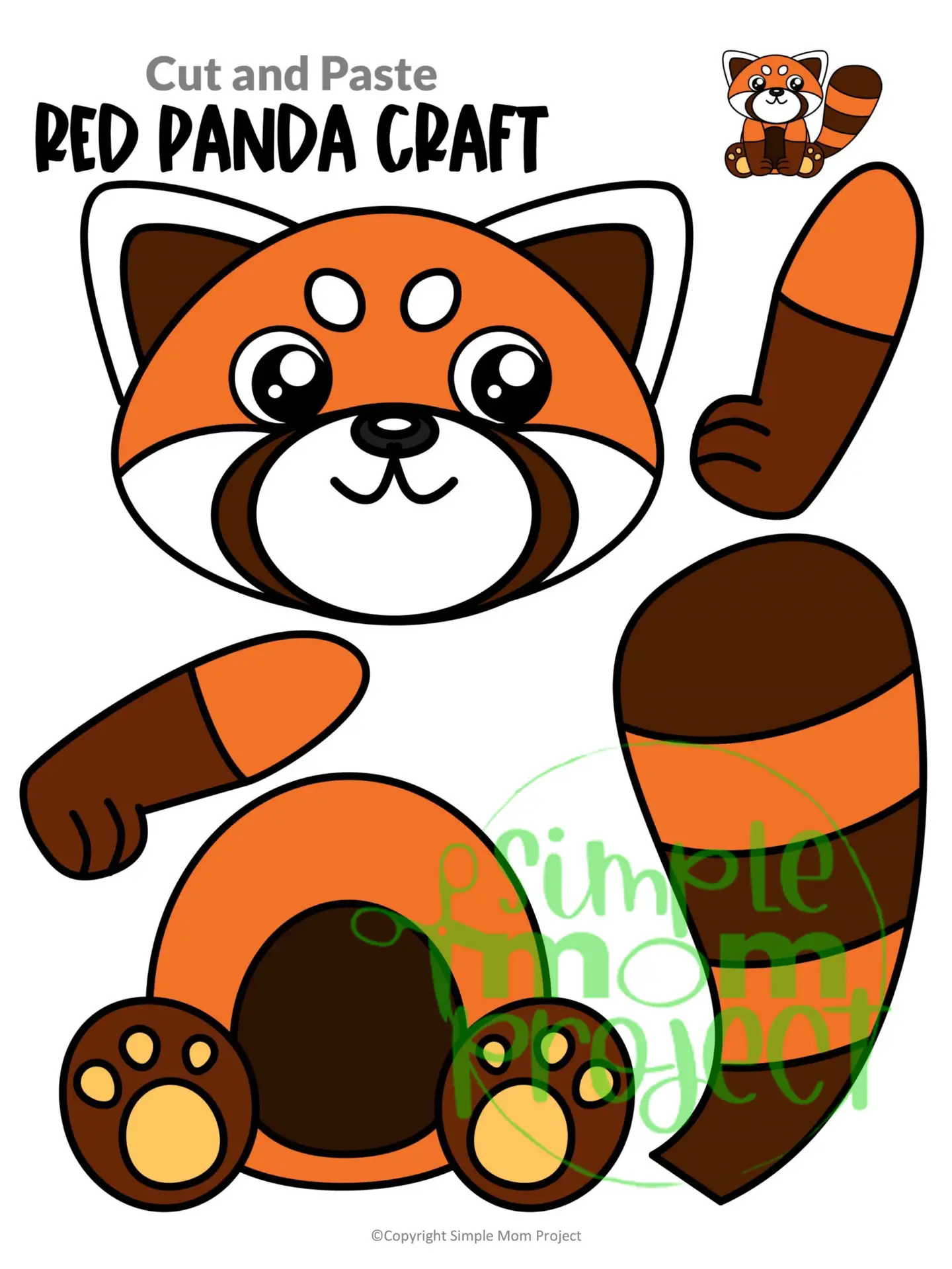 Printable Red Panda Craft Template for Toddlers, Preschoolers, Kindergarteners and Elementary Kids 2
