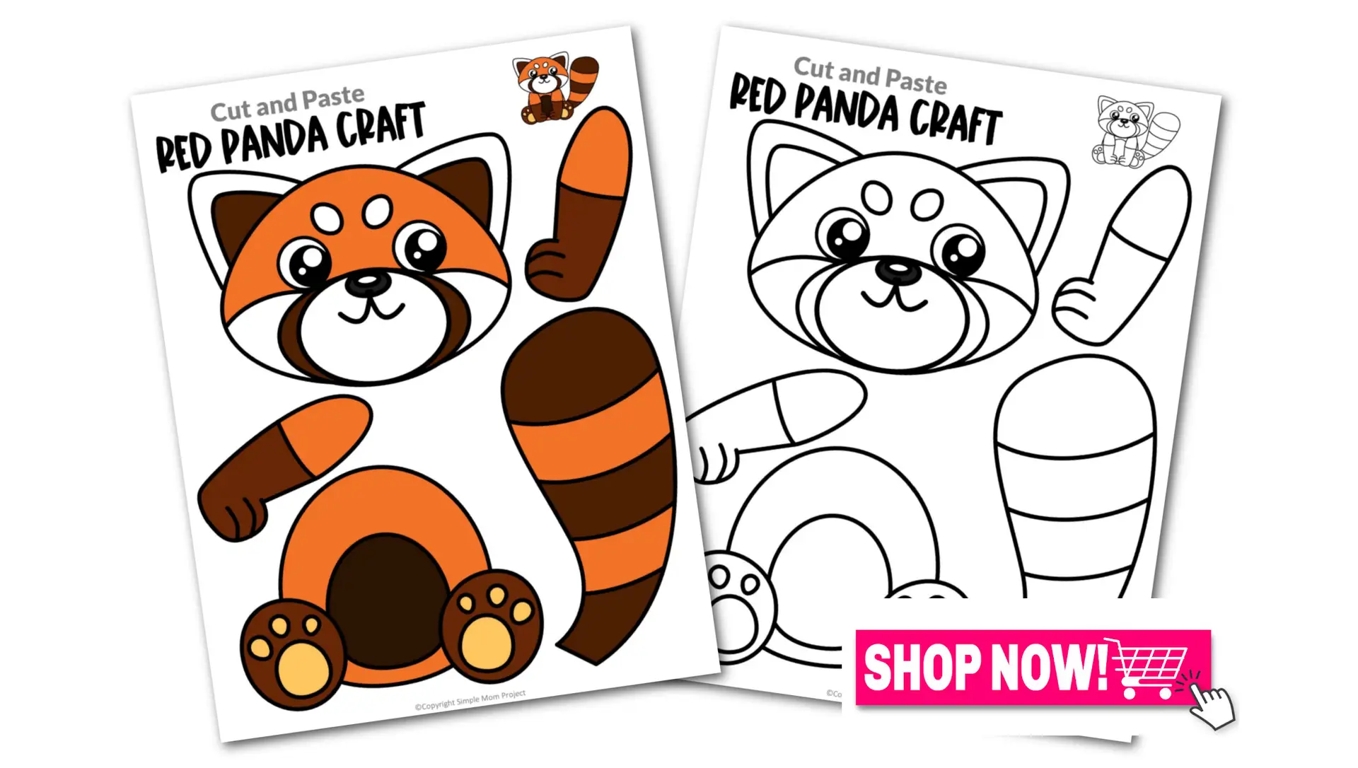 Printable Red Panda Craft Template for Toddlers, Preschoolers, Kindergarteners and Elementary Kids