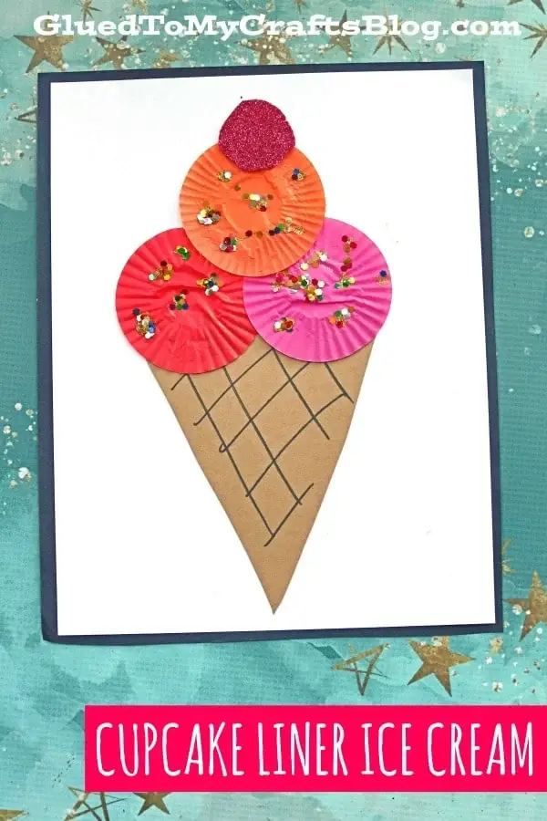 Cup Cake Liner Ice Cream Craft for Kids, preschoolers, toddlers, kindergartners, elementary 2
